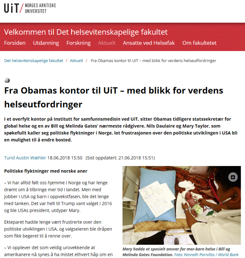 Fra Obamas Kontor Til Ui T Med Blikk For Verdens Helseutfordringer